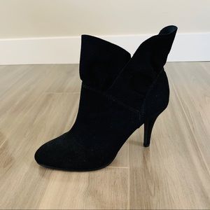 Nine West Black Suede Fold-Over Ankle Booties